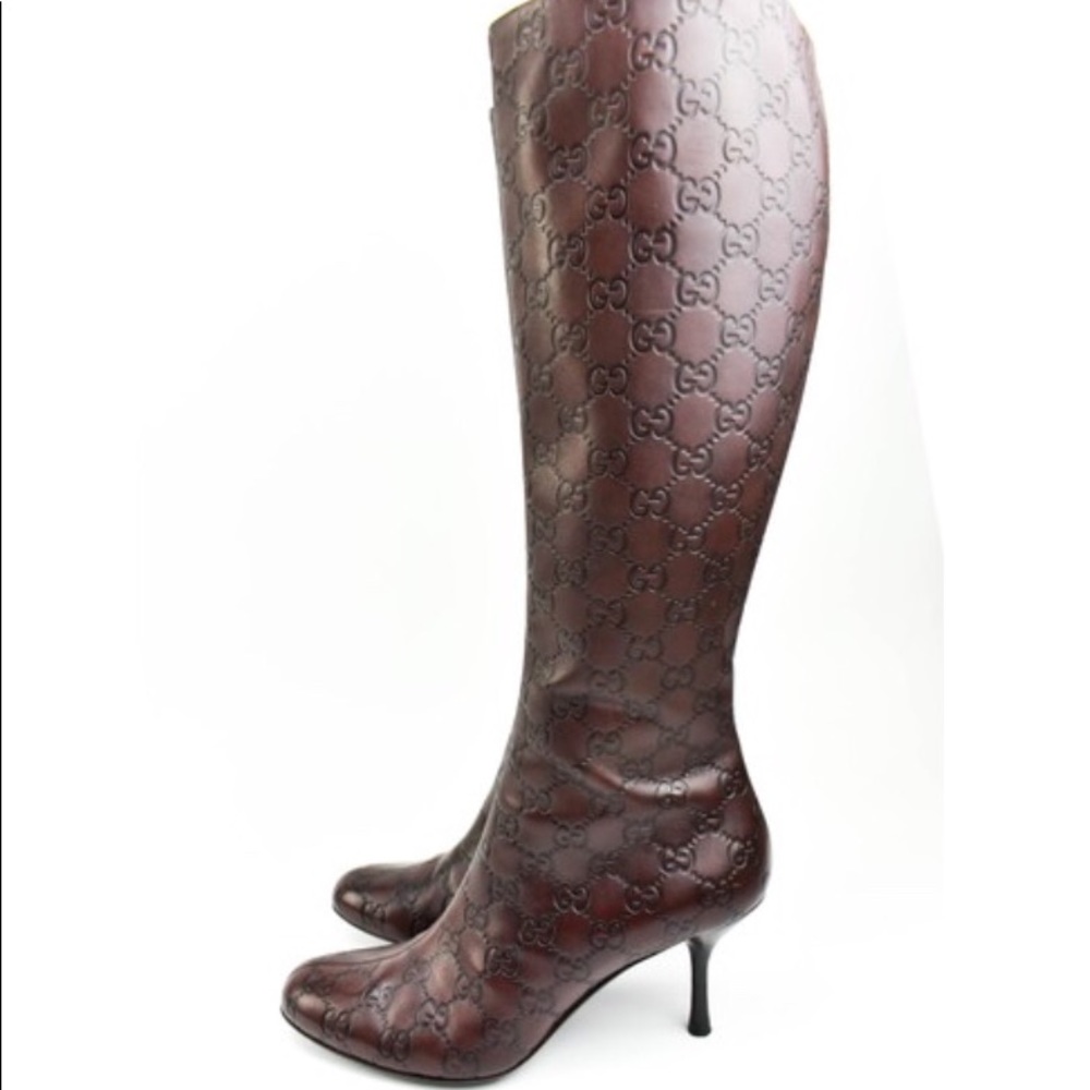 Gucci Guccissima GG Monogram Logo Leather Boots